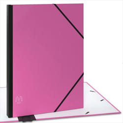 ACROPAQ Carton à dessin A3 A4- 34 x 452 cm- 2 Fermetures élastiques - Dos Extensible- Carton Renforcé- Ecologique FSC- Rose