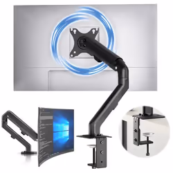 ACROPAQ Support Écran PC 17 à 27- Bras Moniteur Universel à Ressort- Rotation 360°- Epaisseur Bureau 10-80mm- Montage Rapide- ...