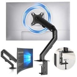 ACROPAQ Support Écran PC 17 à 27- Bras Moniteur Universel à Ressort- Rotation 360°- Epaisseur Bureau 10-80mm- Montage Rapide- Noir