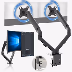 ACROPAQ Support Écran PC Double 17 à 27- Bras 2 Ecrans Universel à Ressort- Rotation 360°- Rehauseur decrans - Montage Rapide