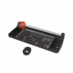 ACROPAQ Massicot A4- Coupe Papier en 4 patrons (coupes droits ondulés pliés et perforés)- Arrondisseur de coins- Pliable