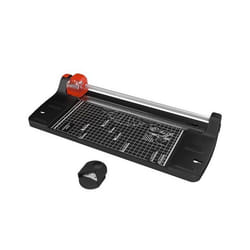 ACROPAQ Massicot A4- Coupe Papier en 4 patrons (coupes droits ondulés pliés et perforés)- Arrondisseur de coins- Pliable
