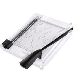 ACROPAQ Massicot Coupe-papier A4 10 pages- 3 têtes de coupe différents (droit ondulé et perforé)- Sécurisé- Pliable- Règle