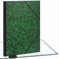 ACROPAQ Carton à dessin A2 - 52 x 72 cm XXL Grand Avec fermeture élastique Dos extensible pour plus despace - Vert-Noir