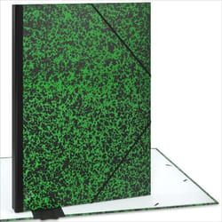ACROPAQ Carton à dessin A2 - 52 x 72 cm XXL Grand Avec fermeture élastique Dos extensible pour plus despace - Vert-Noir