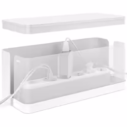 ACROPAQ Boîte cache câble L (32 x 13 x 13 cm)- Cache multiprise Boîte Rangement câble- Boîte multiprise- Polystyrène-Blanc