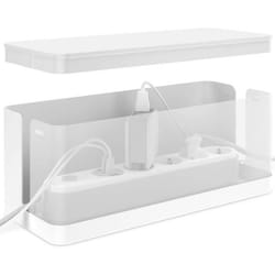 ACROPAQ Boîte cache câble L (32 x 13 x 13 cm)- Cache multiprise Boîte Rangement câble- Boîte multiprise- Polystyrène-Blanc