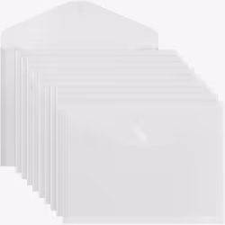 ACROPAQ 10 Pochettes Porte Document A4 transparentes - Fermeture Auto-agrippante-   Polypropylène- Impermiable