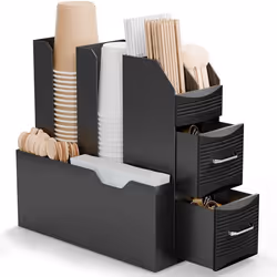 ACROPAQ Organisateur Café- Présentoir Café- 10 compartiments pour tasses couvercles capsules et autres- porte capsules