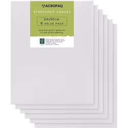 ACROPAQ lot 6 toiles à Peindre avec châssis 24 x 30 cm- Surface en coton de qualité supérieure 280 g/m²- Conforme FSC sans ac ...