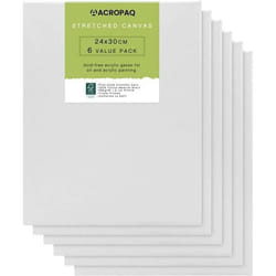 ACROPAQ lot 6 toiles à Peindre avec châssis 24 x 30 cm- Surface en coton de qualité supérieure 280 g/m²- Conforme FSC sans acide