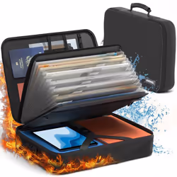 ACROPAQ Porte Document Anti feu & Impermiable convient pour PC 14- 7 compartiments- Serrure à 3 chiffres- Mallette