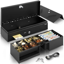 ACROPAQ Tiroir Caisse 46x18x10 Compatible avec Caisse Enregistreuse RJ11 8 compartiments Monnaie & 6 pour Billets Insert Amovible
