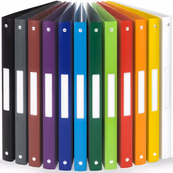 ACROPAQ 12x Classeur A4- 4 Anneaux- Dos 25 cm pour 100 feuilles- Étiquettes de Dos- PP- Souple- Résisitants à leau- Couleur