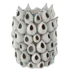 Vase Design Anémone Céramique 32cm Bleu
