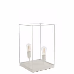 Lampe à poser - J-LINE - Modèle Rectangulaire - Cadre Métal Blanc - 2 Ampoules - Intérieur