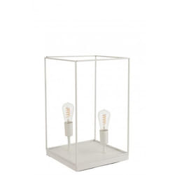 Lampe à poser - J-LINE - Modèle Rectangulaire - Cadre Métal Blanc - 2 Ampoules - Intérieur