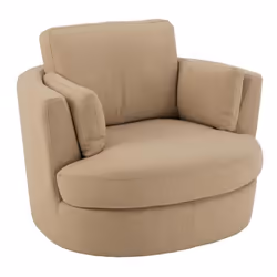 Fauteuil pivotant tissu beige et pied en bois Vida