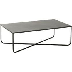 Les Tendances - Table de salon large en métal avec pied en croix Noir 100x60x33 cm