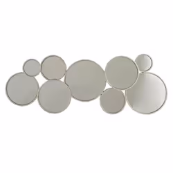 Miroir Mural Design 9 Ronds 84cm Argent