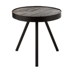 Table basse ronde en manguier et métal - J-LINE - HENRIK - Design contemporain - Aspect bois