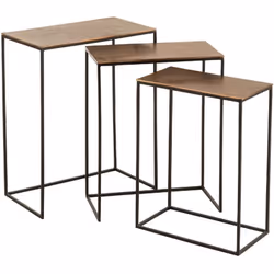 J-Line Set De 3 Table Gigogne Rectangulaire Aluminium Rouille