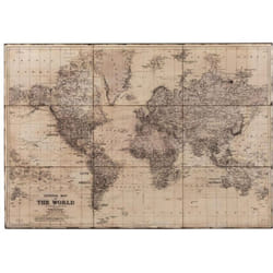 Planisphère ancien 127x89 cm en métal gris vieilli
