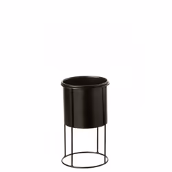 Cache pot sur pied en métal noir