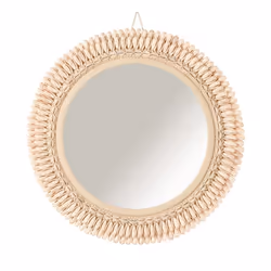 Miroir - J-LINE - Modèle 10730 - Rond - Bois - Rose - 50 cm