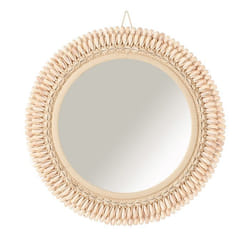 Miroir - J-LINE - Modèle 10730 - Rond - Bois - Rose - 50 cm