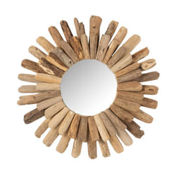 Miroir rond en bois flotté 52x52 Naturel