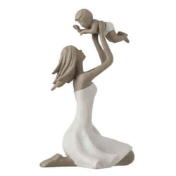 Statuette Déco Maman avec Enfant 18cm Blanc