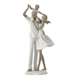 STATUETTE J-LINE COUPLE+ENFANT EPAULES RESINE BLA/TAU (105x18x395cm)