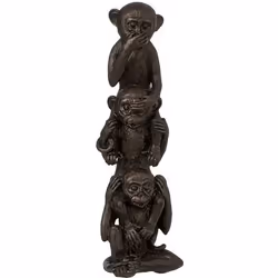 Statuette - J-LINE - Singes en résine - Rien dit Rien vu Rien entendu - 33x10x10 cm - Décoratif
