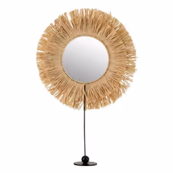 Miroir sur Pied en Rotin Déco Raphia 51cm Naturel
