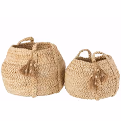 Lot de 2 Paniers de Rangement Maïs 40cm Naturel