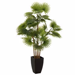 Plante Artificielle Palmier en Pot 105cm Vert & Noir