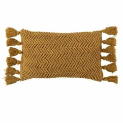 Paris Prix Coussin Déco à Pompons Floche - 30x60cm - Ocre