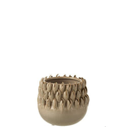 J-Line cache-pot Ibiza - céramique - gris - large - Ø 15.5 cm