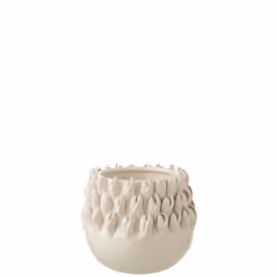 J-Line cache-pot Ibiza - céramique- blanc - large - Ø 15.5 cm