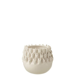 J-Line cache-pot Ibiza - céramique- blanc - large - Ø 15.5 cm