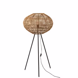 Lampe - J-LINE - Trépied en Rotin et Métal - 40W - Éclairage LED - Design Contemporain