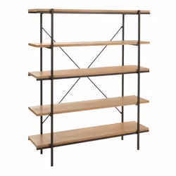 Les Tendances 367068, Étagère, Autonome, Métal, Bois, Noir, Bois, Universel, 5 étagères