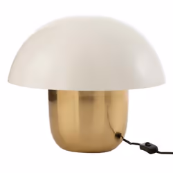Lampe à Poser Champignon Métal 50cm Blanc & Or