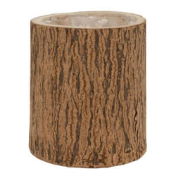 Cache-pot Rond En Bois berk 26cm Naturel Marron
