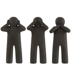 Figurines - J-LINE - Bonhomme de la sagesse - Résine noire mat - 30 cm - Objets décoratifs