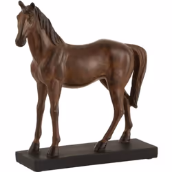 Statue - J-LINE - Cheval en Résine - 28 cm - Décoratif Intérieur - Marron