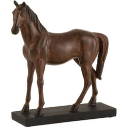 Statue - J-LINE - Cheval en Résine - 28 cm - Décoratif Intérieur - Marron