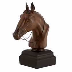 Statuette Déco Tête de Cheval 35cm Marron