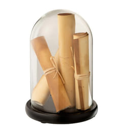 Cloche Déco en Verre Parchemins 25cm Beige